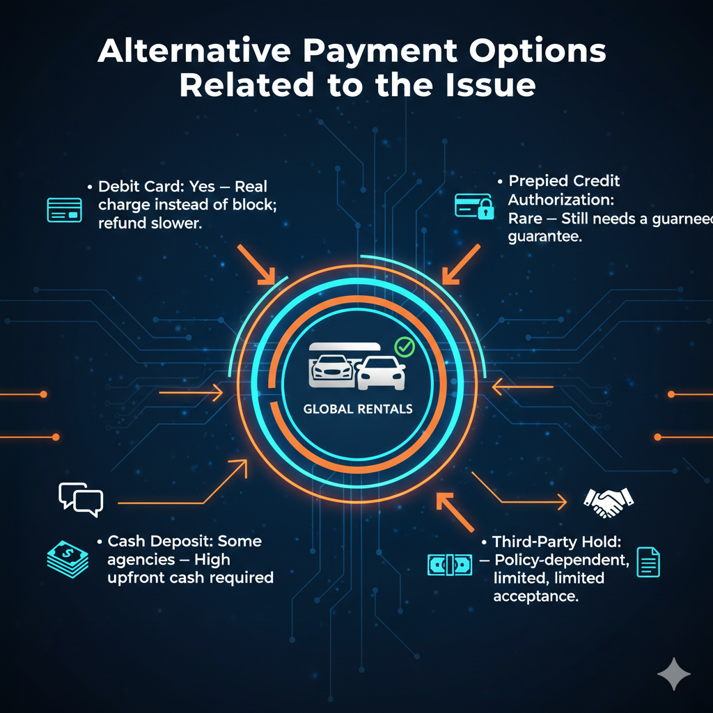 Alternative Payment Options Related to the Issue Feature image for user guide titled 'Alternative Payment Options Related to the Issue', showing key payment options on left and right sides, with a central brand image highlighted using animated infographic elements.
